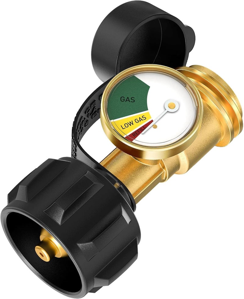 NUPICK Propane Tank Gauge, Propane Tank Gauge Level Indicator with QCC1/Type 1 Connector for 5-40lb Propane Tank, Propane Pressure Gauge with Leak Detector Suitable for BBQ Gas Grill, Heater, Fire Pit - Image 1